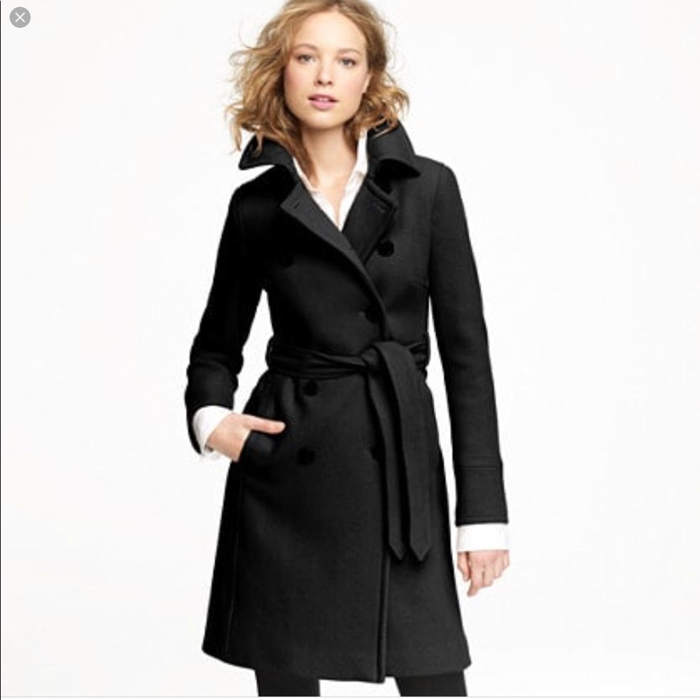 Jcrew NWT icon trench wool boulevard coat in Navy sz 0 - Picture 3 of 16